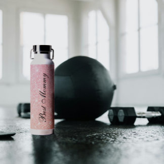 Best Mummy minimal stylish pink glittered  Water Bottle