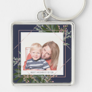 Best Mummy Mother's Day Floral Personalised Photo Key Ring