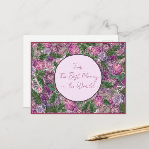 Best Mummy Purple Flower Personalised Postcard