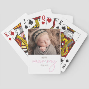 Best Mummy Since Year Photo Script Font Heart Playing Cards