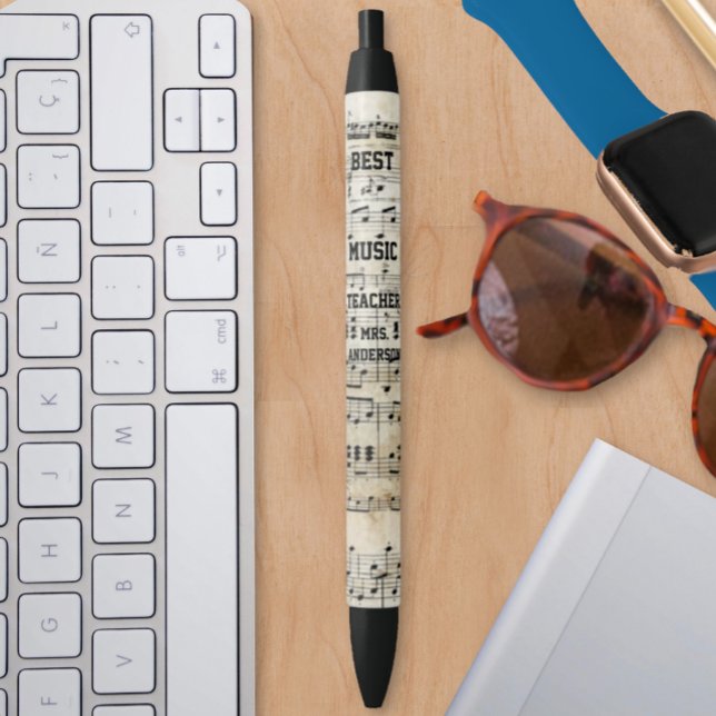 Best Music Teacher Musical Notes Black Ink Pen (Creator Uploaded)