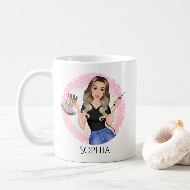 Best Nail Tech Ever Coffee mug, ombre long hair Coffee Mug (With Donut)