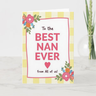 Best Nan Ever Gingham Mothers Card