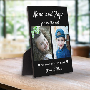 Best Nana And Papa Grandkids Names 2 Photo Black Plaque