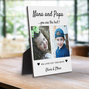 Best Nana And Papa Grandkids Names 2 Photo White Plaque
