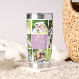 Best Nana Ever 14 Photo Collage Custom Colours Insulated Tumbler