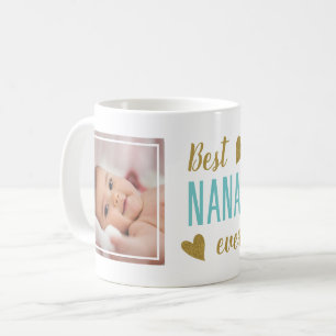 Best Nana Ever 2 Photo Blue And Gold Keepsake Coffee Mug