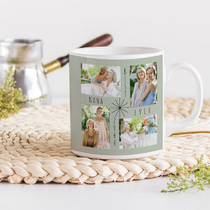 Best Nana Ever 4 or 8 Photo Collage Green Mug