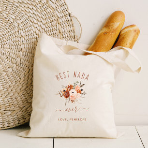 Best Nana Ever   Boho Terracotta Floral Tote Bag
