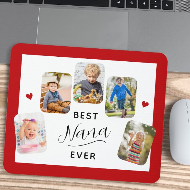 Best Nana Ever Calligraphy 5 Photo Red Mouse Pad (Creator Uploaded)