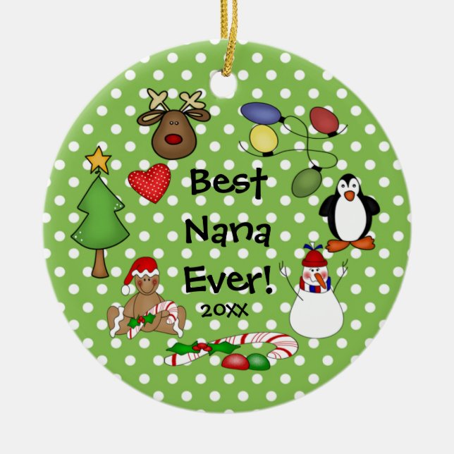 Best Nana Ever Christmas Ornament (Front)