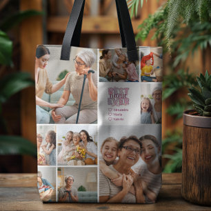 Best Nana Ever Floral 9 Photo Collage Tote Bag