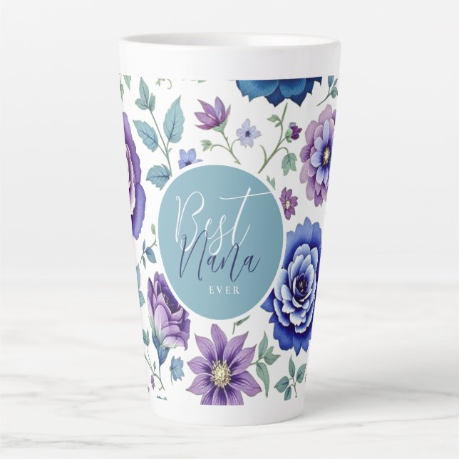 Best Nana Ever Floral Latte Mug (Front)