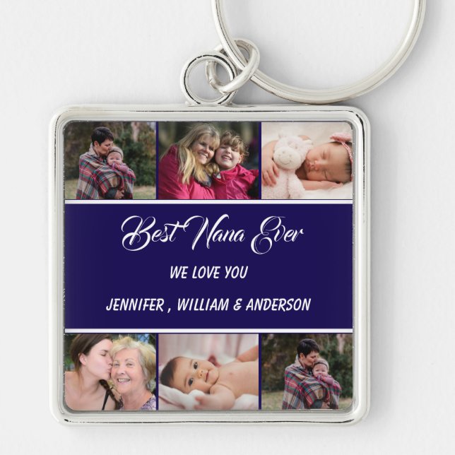 Best Nana Ever Grandchildren Photo Collage Names Key Ring (Front)