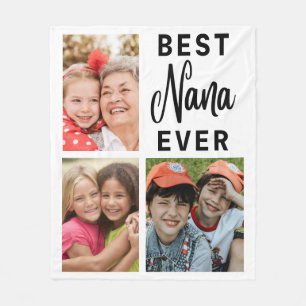 Best Nana Ever Grandkids 3 Photo Collage   Fleece Blanket