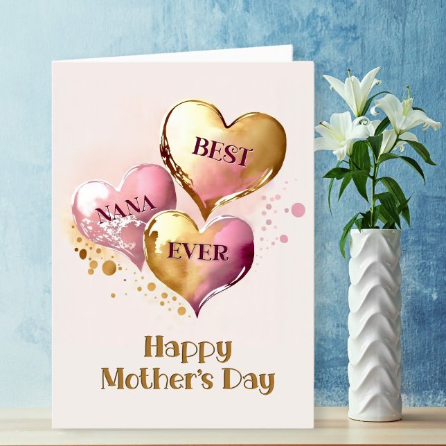 Best Nana Ever Hearts Mother’s Day Holiday Card (Creator Uploaded)