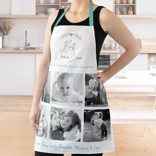 Best Nana Ever Kitchen Chef Family 6 Photo Collage Apron (Creator Uploaded)