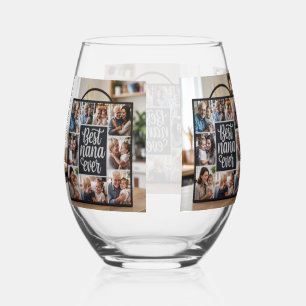 Best Nana Ever Personalised Photo Kitchen Gift – C Stemless Wine Glass