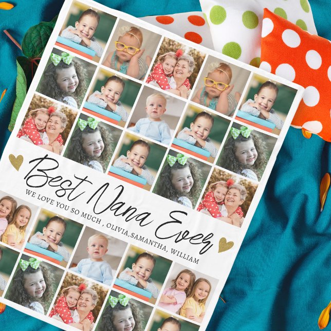 Best Nana Ever Personalized 25 Photo Collage   Fleece Blanket (Creator Uploaded)