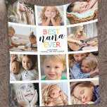 Best Nana Ever Photo Collage Fleece Blanket<br><div class="desc">Personalised nanny blanket featuring 11 family photos,  a trendy colourful "best nana ever" typography design,  and the grandchildrens names.</div>