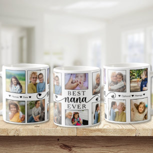 Best Nana Ever Photo Collage Heart Script  Coffee Mug