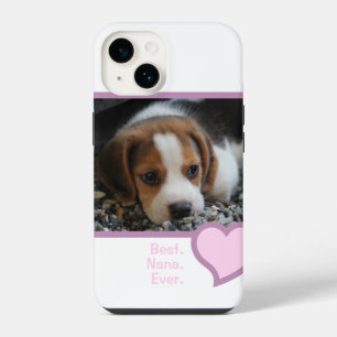 BEST NANA EVER PINK HEART TEXT PET DOG PHOTO iPhone 14 CASE