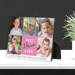 Best Nana Ever Pink Script 5 Photos Family Plaque
