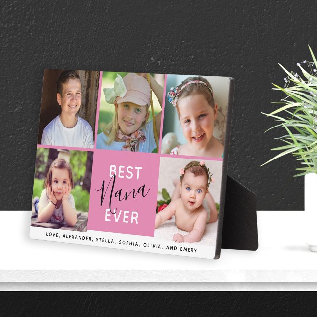 Best Nana Ever Pink Script 5 Photos Family Plaque (Creator Uploaded)