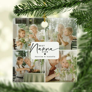 Best Nanna Ever 4 Photo Collage Personalised Ceramic Ornament