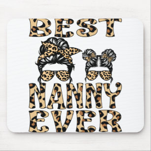 Best Nanny Ever Leopard Plaid Mother's Day T-Shirt Mouse Pad