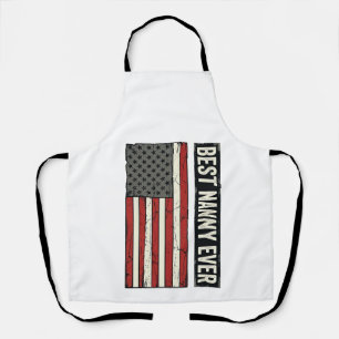 Best Nanny Ever Patriotic Vintage Flag Shirt Desig Apron