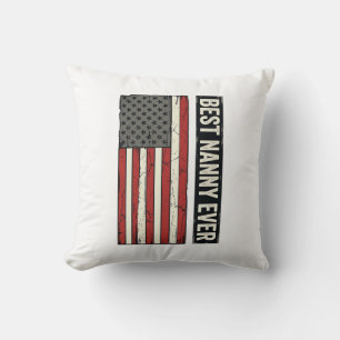 Best Nanny Ever Patriotic Vintage Flag Shirt Desig Cushion