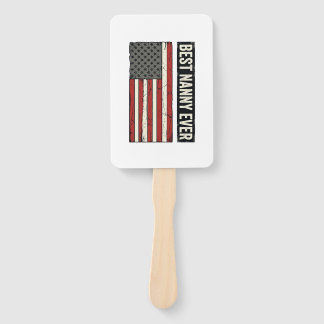 Best Nanny Ever Patriotic Vintage Flag Shirt Desig Hand Fan