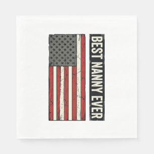 Best Nanny Ever Patriotic Vintage Flag Shirt Desig Napkin