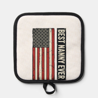Best Nanny Ever Patriotic Vintage Flag Shirt Desig Pot Holder