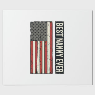 Best Nanny Ever Patriotic Vintage Flag Shirt Desig Wrapping Paper