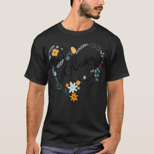 Best Nanu Ever Heart Flower Blessed Grandma Mother T-Shirt