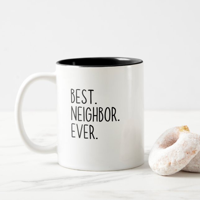 best neighbor ever Two-Tone coffee mug (With Donut)