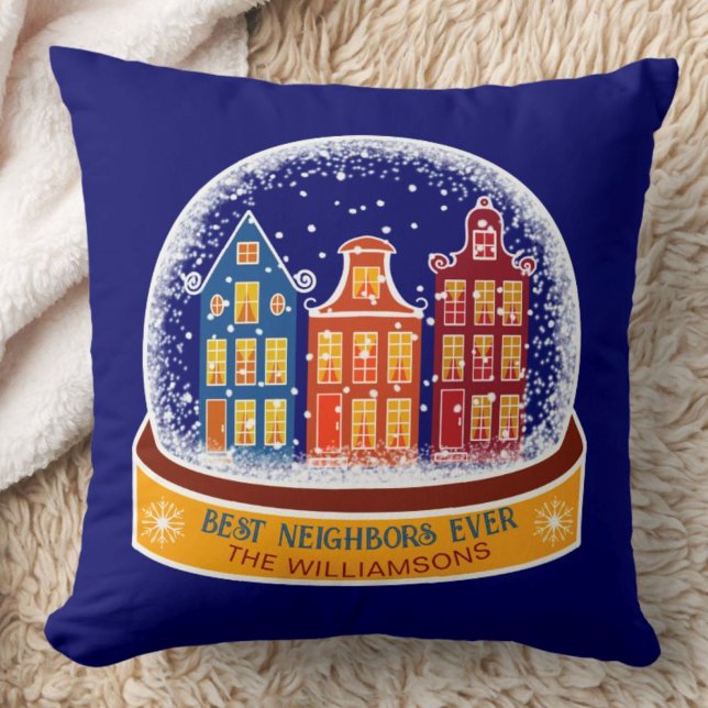 Best Neighbours Ever Houses Snowglobe Christmas Cushion (Creator Uploaded)