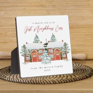 Best Neighbours Ever Illustrated Homes Christmas Plaque