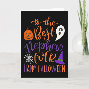 Best Nephew Ever Halloween in Orange and Purple Card