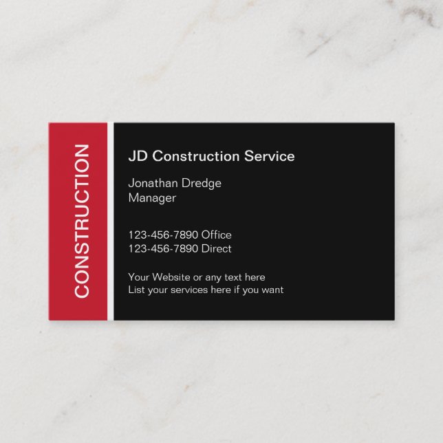 Best New Construction Business Cards (Front)