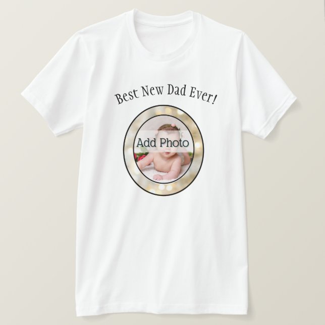 Best New dad Father Family Photo Frame T-Shirt (Design Front)