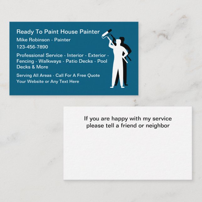 Best New House Painter Business Cards (Front/Back)