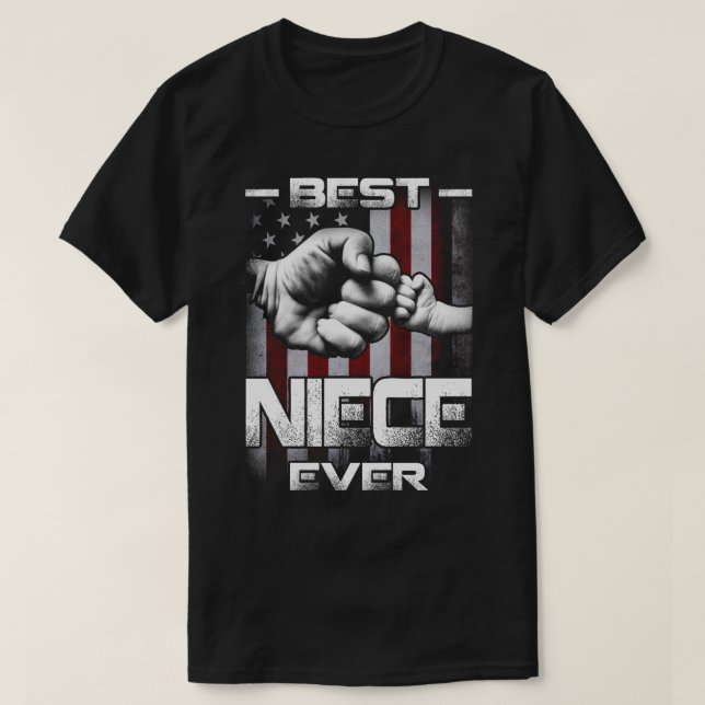 Best NIECE Ever Fist-bump US Flag T-Shirt (Design Front)