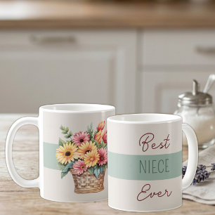 Best niece ever gerbera flowers green coffee mug