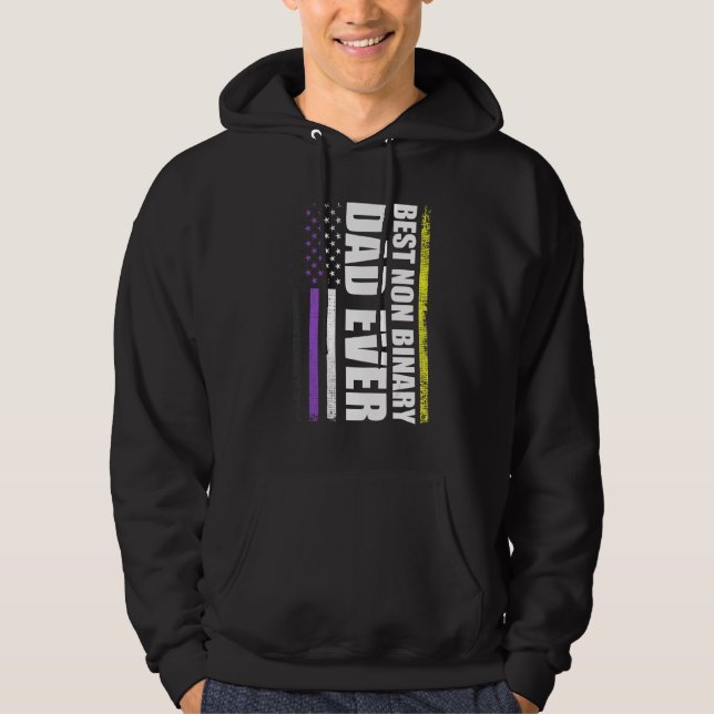 Best Non Binary Dad Ever Nonbinary Flag Pride Mont Hoodie (Front)