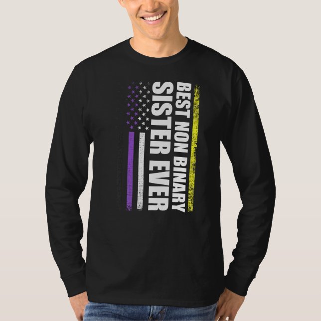 Best Non Binary Sister Ever Nonbinary Flag Pride M T-Shirt (Front)