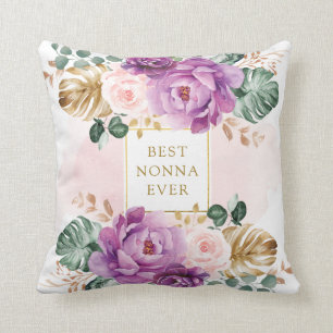 Best Nonna Ever   Chic Tropical Floral Grandmother Cushion