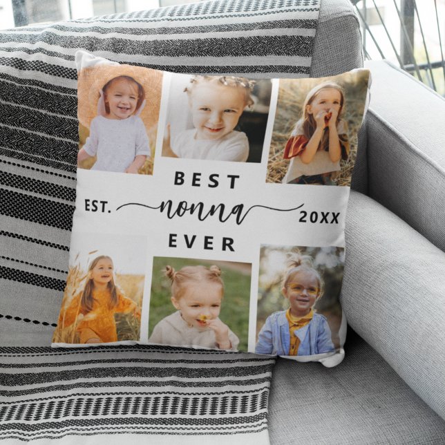 Best Nonna Ever - Grandchildren Photo Collage Cushion (Creator Uploaded)